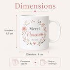 Mug nounou personnalisé avec dates de garde – Souvenir fin de contrat
