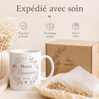 Mug nounou personnalisé avec dates de garde – Souvenir fin de contrat