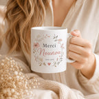 Mug nounou personnalisé avec dates de garde – Souvenir fin de contrat