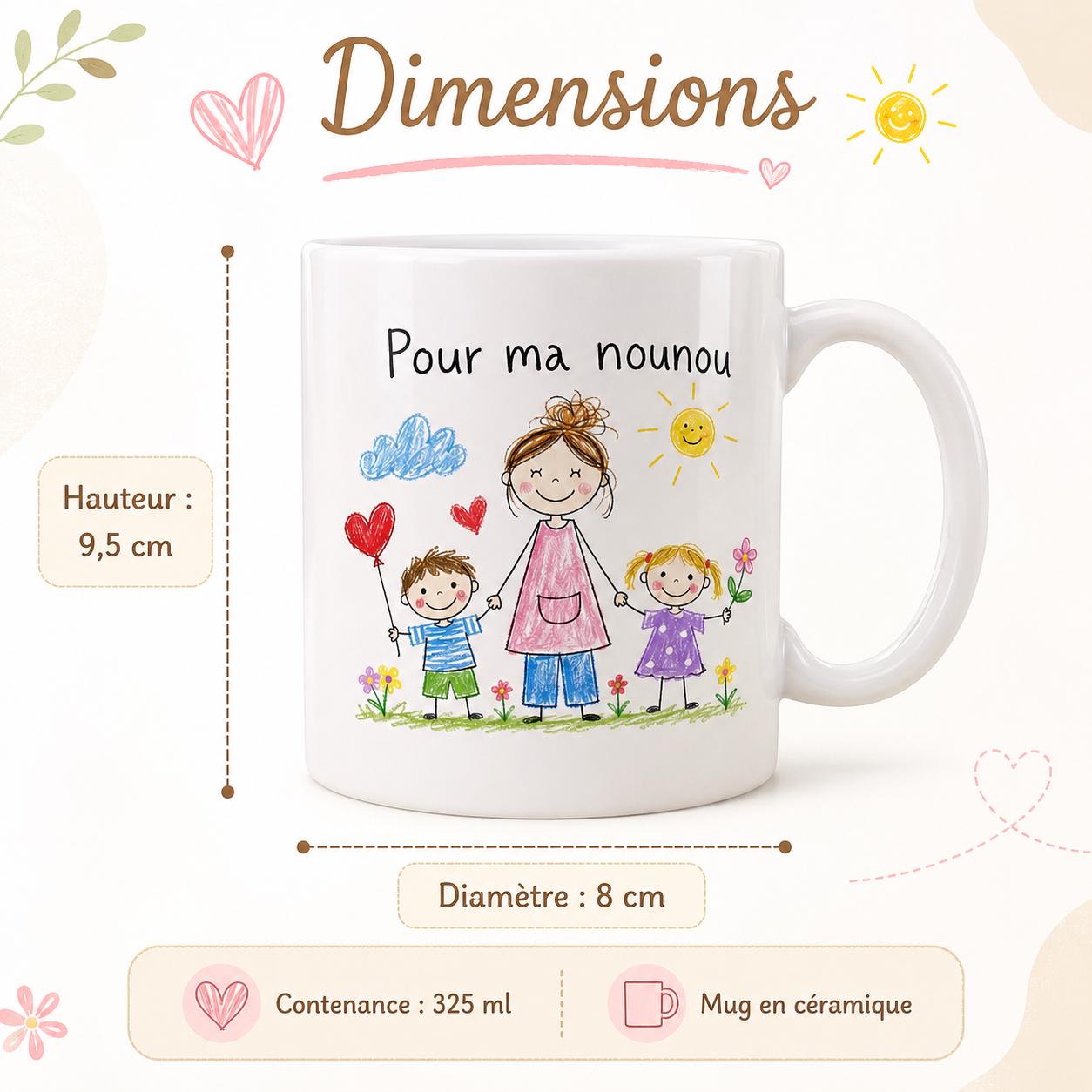 Mug nounou avec dessin d’enfant – Cadeau personnalisé unique