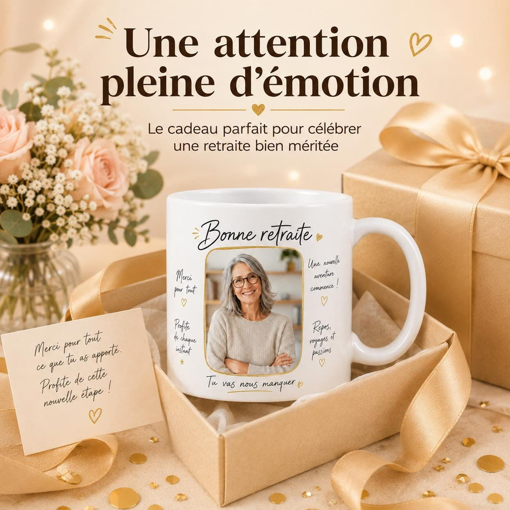 Mug retraite personnalisé avec photo – Messages de toute l’équipe