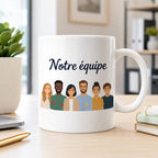 Mug équipe de travail personnalisé – Avatars, prénoms et message