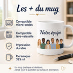 Mug équipe de travail personnalisé – Avatars, prénoms et message