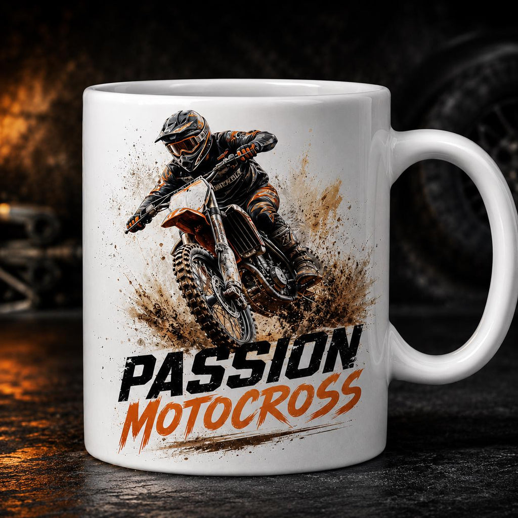 Mug motocross personnalisé – Prénom, numéro et couleur de tenue