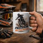 Mug motocross personnalisé – Prénom, numéro et couleur de tenue