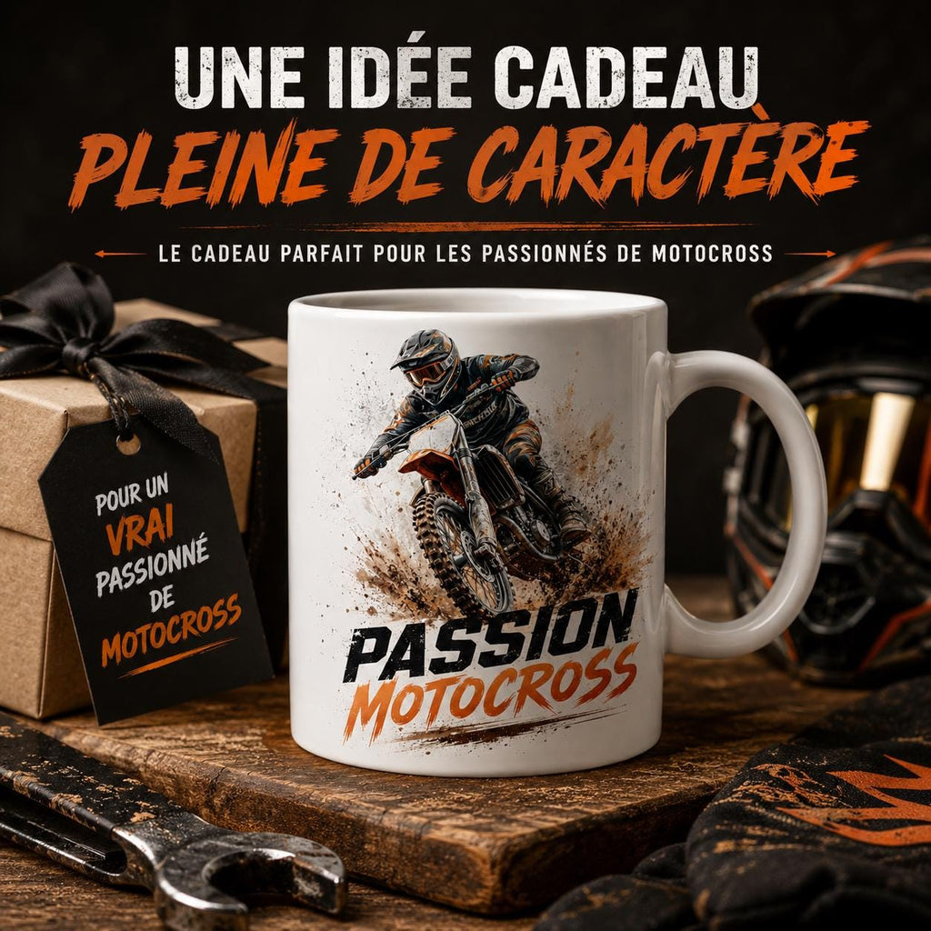 Mug motocross personnalisé – Prénom, numéro et couleur de tenue