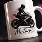 Mug motarde personnalisé avec prénom – Tasse moto et avatar