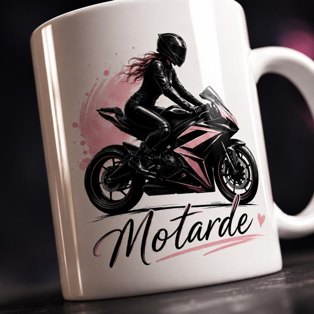 Mug motarde personnalisé avec prénom – Tasse moto et avatar