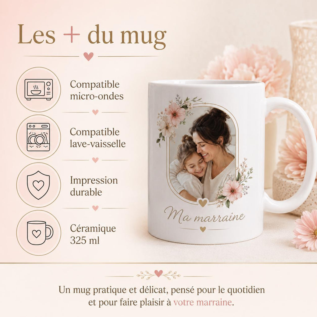 Mug marraine personnalisé avec photo – Cadeau du filleul