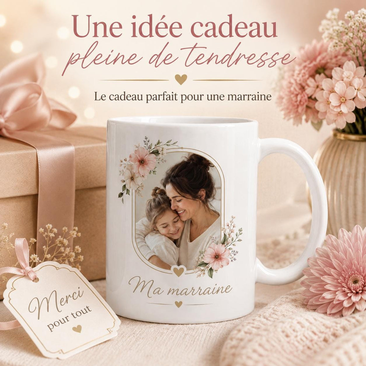 Mug marraine personnalisé avec photo – Cadeau du filleul