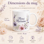 Mug merci marraine personnalisé – Cadeau avec prénom de l’enfant