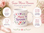 Mug merci nounou personnalisé – Cadeau fin de contrat avec prénom