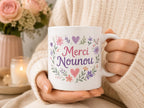 Mug merci nounou personnalisé – Cadeau fin de contrat avec prénom