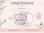 Mug merci nounou personnalisé – Cadeau fin de contrat avec prénom