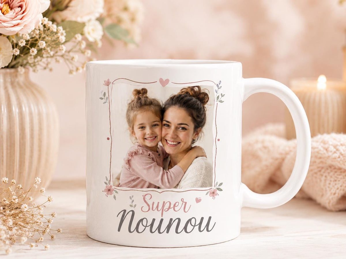 Mug nounou personnalisé avec photo – Cadeau merci assistante maternelle