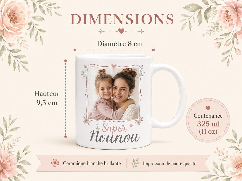 Mug nounou personnalisé avec photo – Cadeau merci assistante maternelle