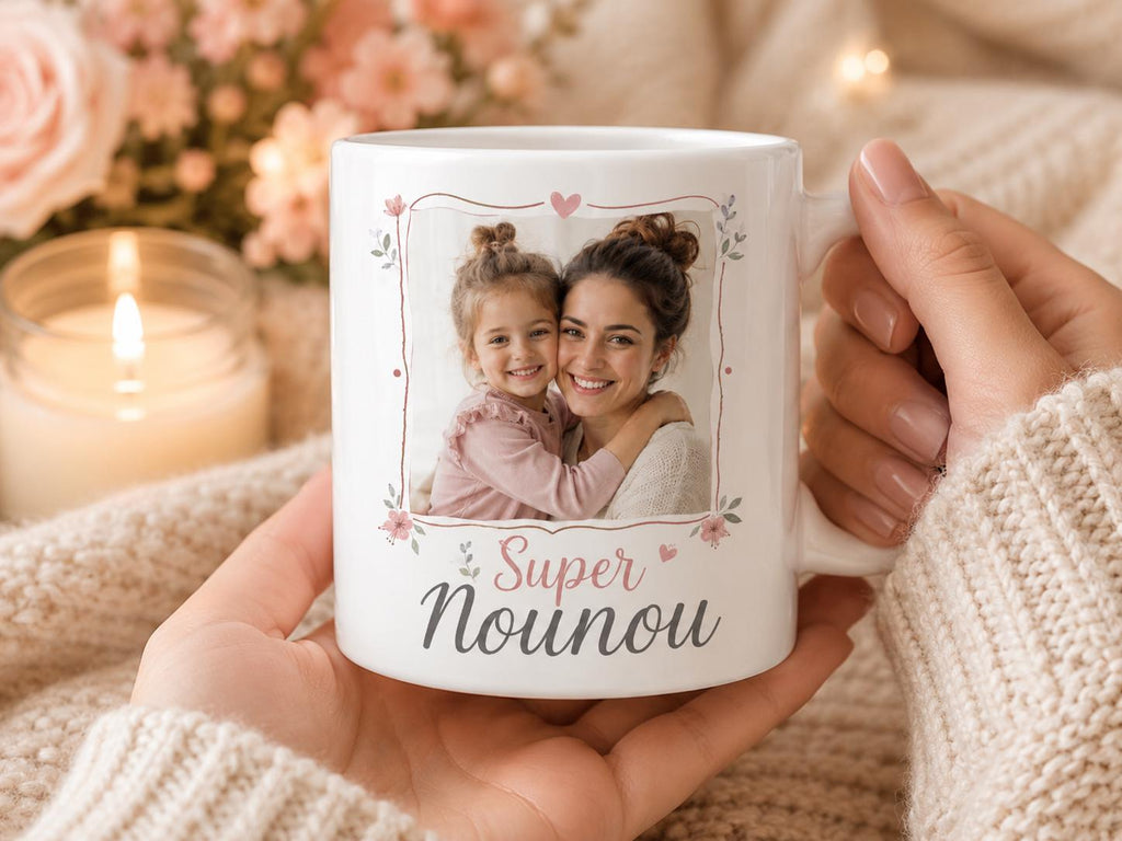 Mug nounou personnalisé avec photo – Cadeau merci assistante maternelle