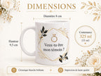Mug témoin de mariage personnalisé, cadeau demande témoin, tasse prénom future mariée ou marié, souvenir cérémonie