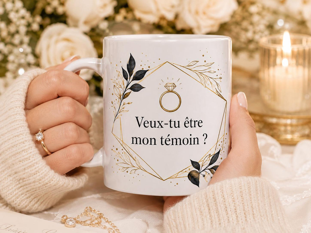 Mug témoin de mariage personnalisé, cadeau demande témoin, tasse prénom future mariée ou marié, souvenir cérémonie