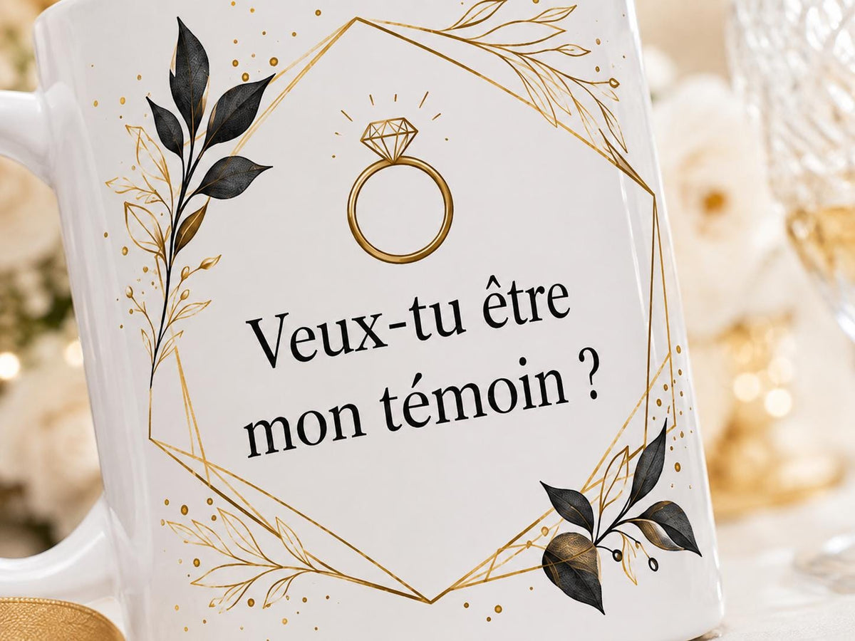 Mug témoin de mariage personnalisé, cadeau demande témoin, tasse prénom future mariée ou marié, souvenir cérémonie
