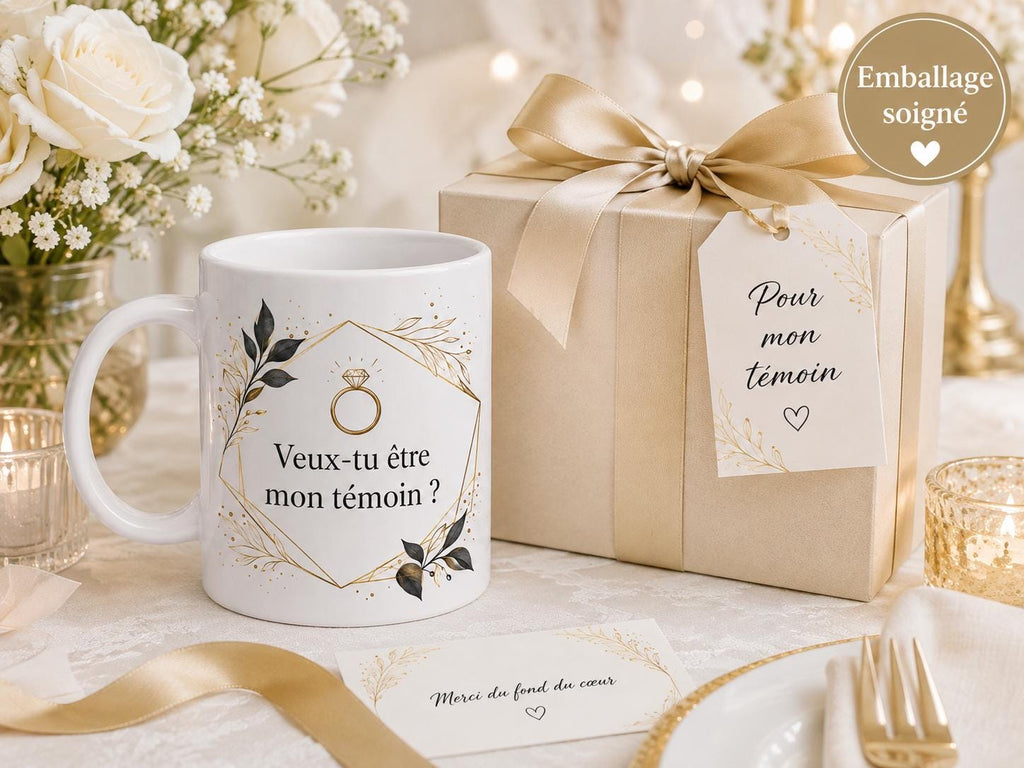 Mug témoin de mariage personnalisé, cadeau demande témoin, tasse prénom future mariée ou marié, souvenir cérémonie