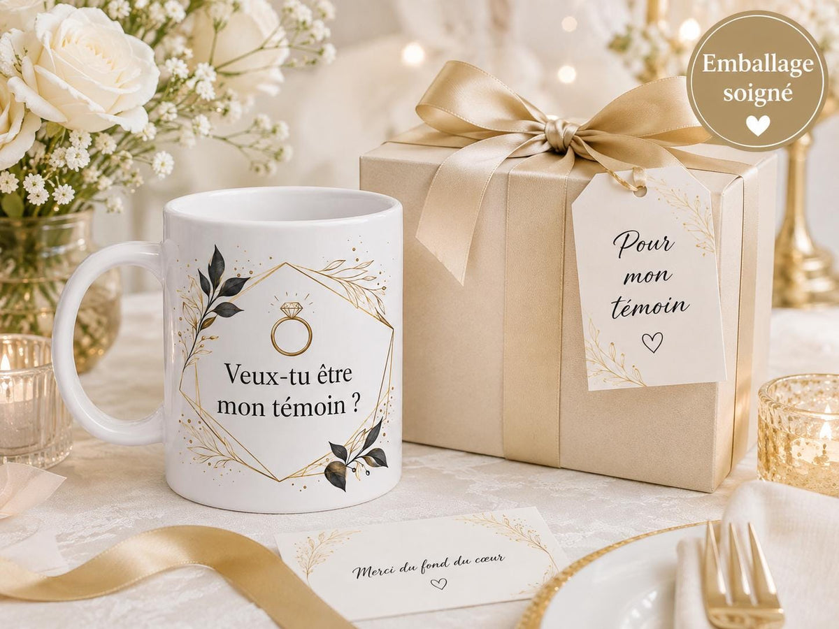 Mug témoin de mariage personnalisé, cadeau demande témoin, tasse prénom future mariée ou marié, souvenir cérémonie
