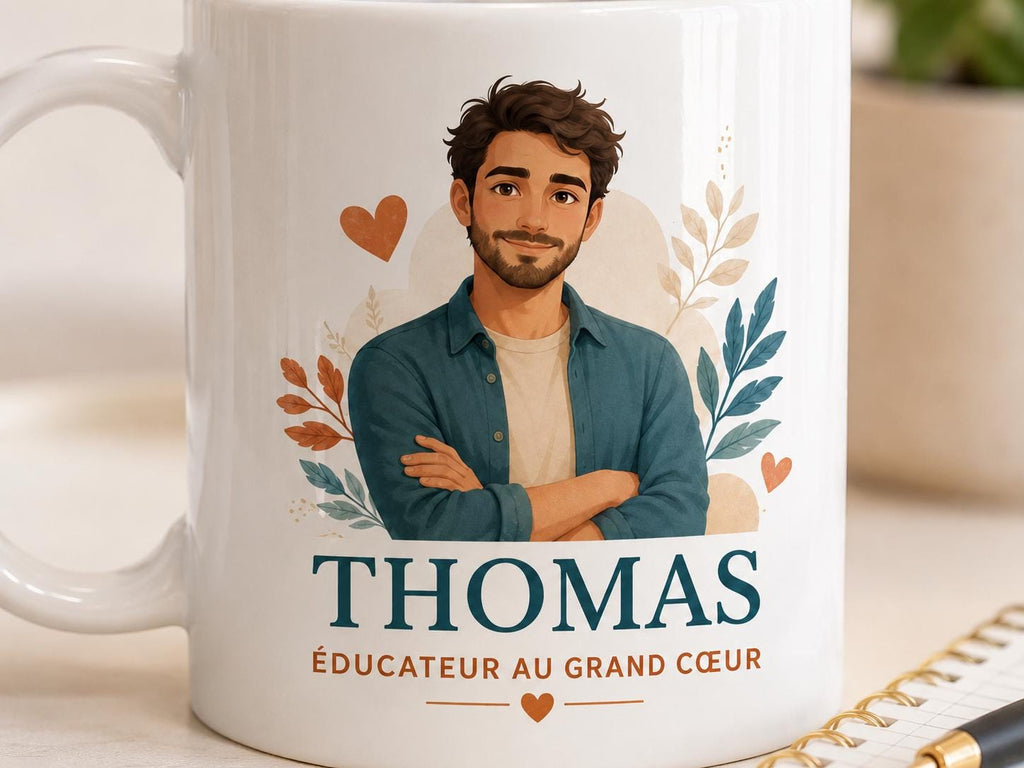 Mug éducateur personnalisé avec prénom – Cadeau métier et remerciement