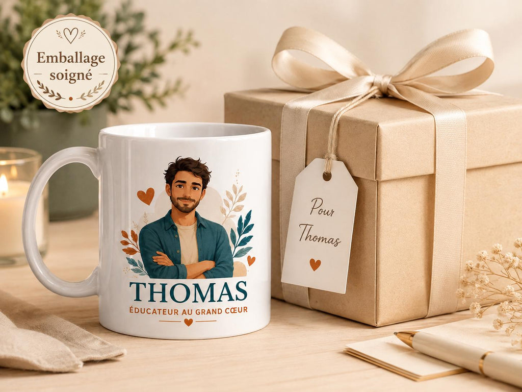 Mug éducateur personnalisé avec prénom – Cadeau métier et remerciement