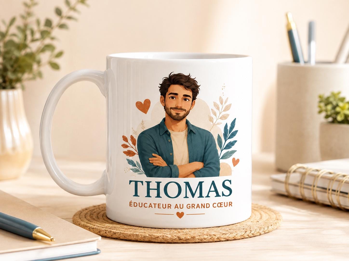 Mug éducateur personnalisé avec prénom – Cadeau métier et remerciement
