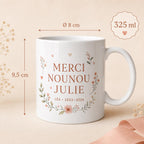 Mug nounou personnalisé fin de contrat, cadeau merci nounou, tasse prénom enfant, souvenir assistante maternelle