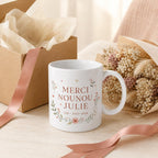 Mug nounou personnalisé fin de contrat, cadeau merci nounou, tasse prénom enfant, souvenir assistante maternelle