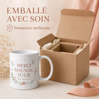 Mug nounou personnalisé fin de contrat, cadeau merci nounou, tasse prénom enfant, souvenir assistante maternelle