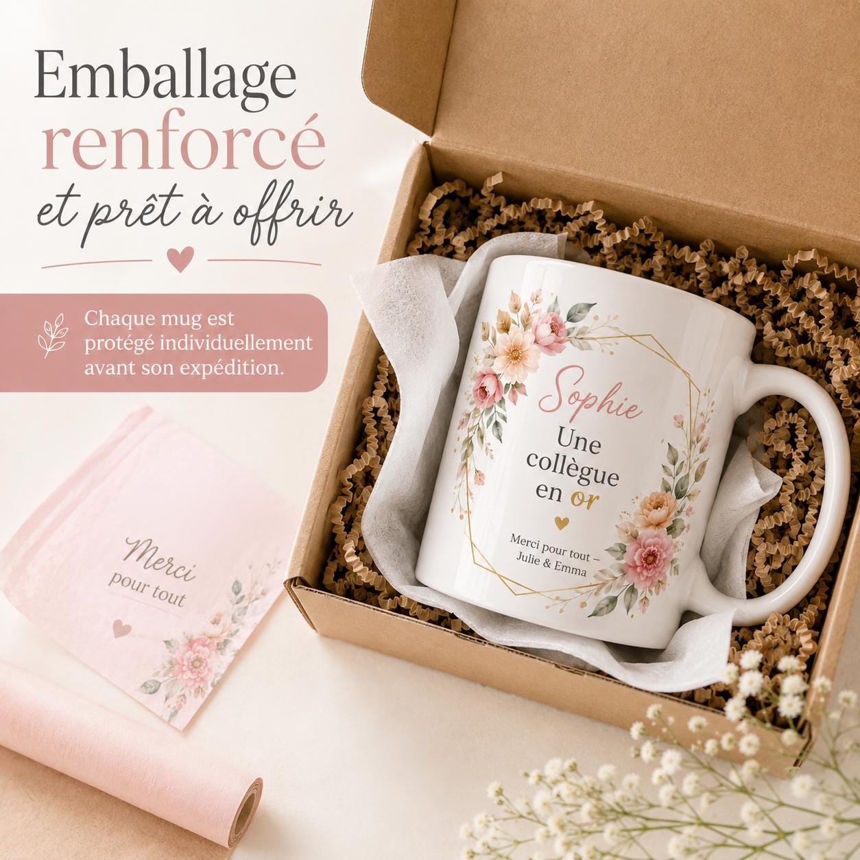 Mug personnalisé à offrir pour un départ de collègue, un anniversaire ou un remerciement.
