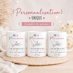 Mug marraine personnalisé avec prénom – Cadeau marraine original – Tasse céramique 325 ml – Baptême ou anniversaire