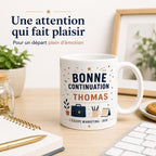 Mug départ collègue personnalisé, cadeau collègue humour ou merci, tasse prénom pour pot de départ et changement de travail