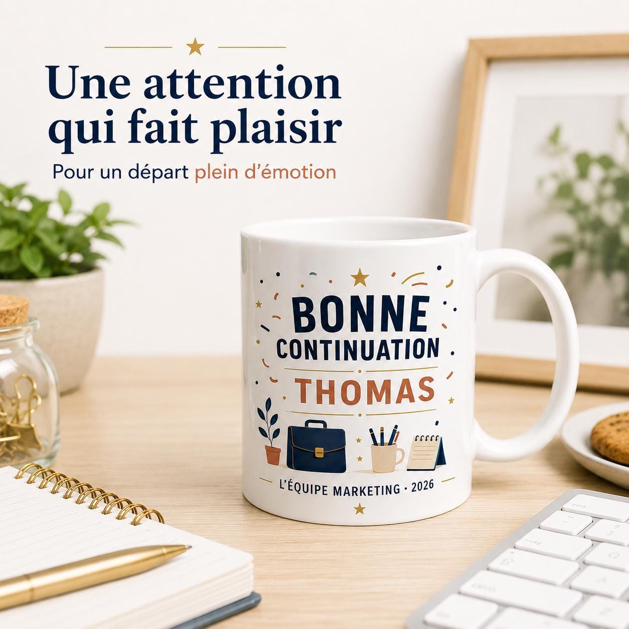Mug départ collègue personnalisé, cadeau collègue humour ou merci, tasse prénom pour pot de départ et changement de travail