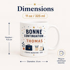 Mug départ collègue personnalisé, cadeau collègue humour ou merci, tasse prénom pour pot de départ et changement de travail