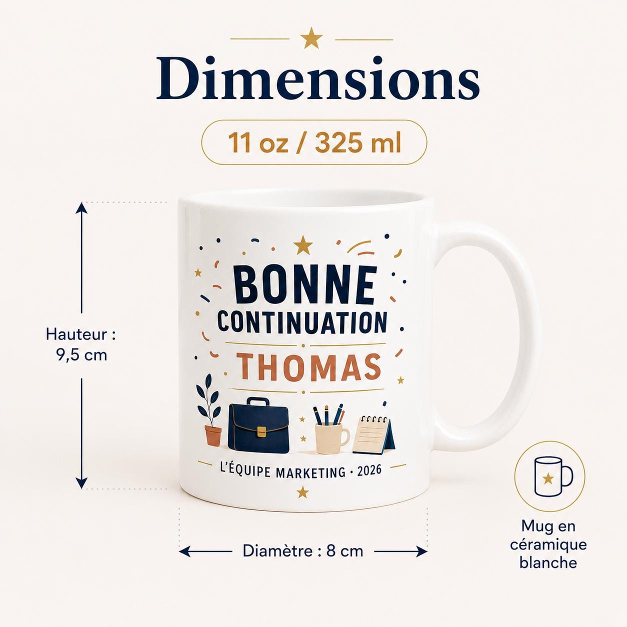 Mug départ collègue personnalisé, cadeau collègue humour ou merci, tasse prénom pour pot de départ et changement de travail