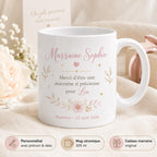 Mug Marraine Baptême Personnalisé avec Prénom du Filleul et Date, Cadeau Marraine Original et Souvenir