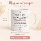 Mug Demande Marraine Personnalisé, Veux-tu Être Ma Marraine, Cadeau Annonce Grossesse ou Baptême avec Prénom