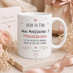 Mug Demande Marraine Personnalisé, Veux-tu Être Ma Marraine, Cadeau Annonce Grossesse ou Baptême avec Prénom