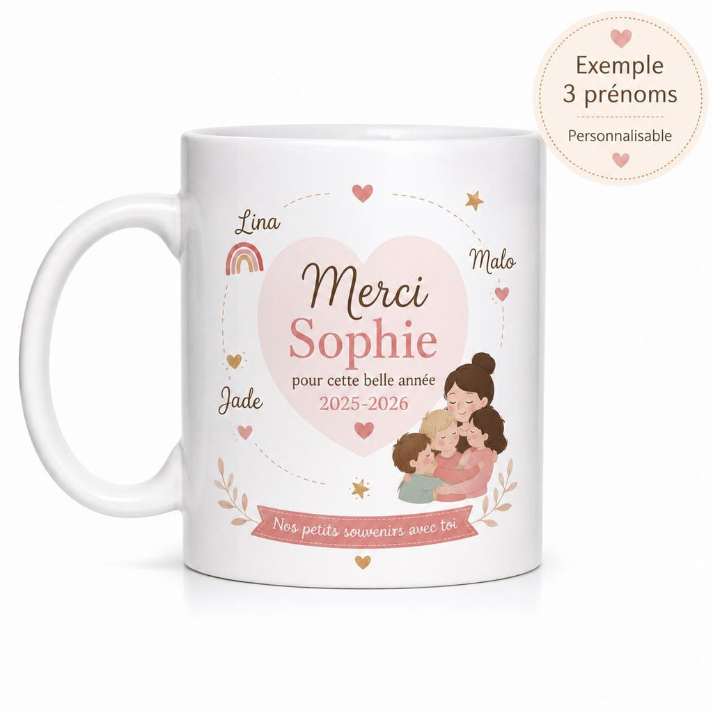 Mug assistante maternelle personnalisé – Cadeau avec prénoms des enfants