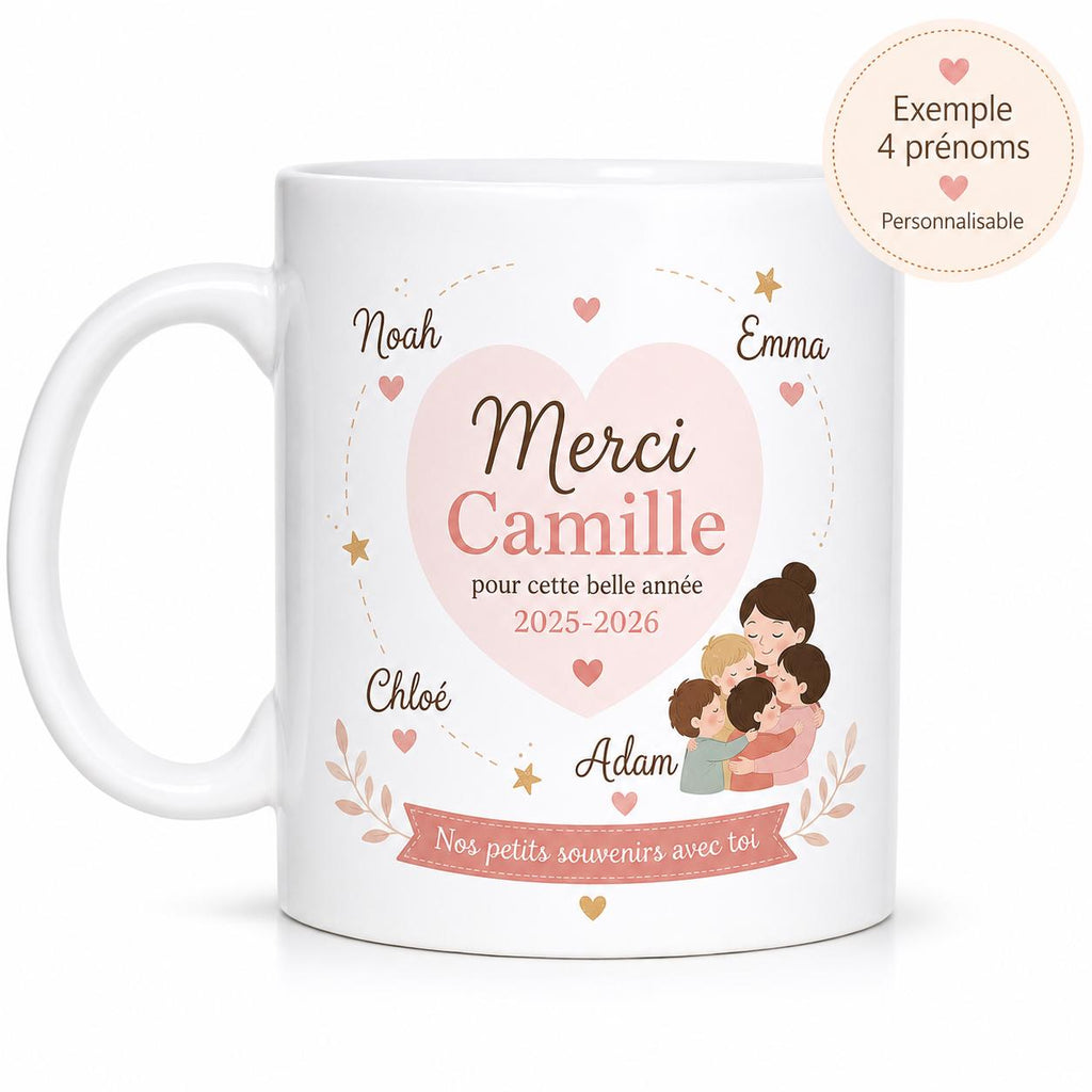 Mug assistante maternelle personnalisé – Cadeau avec prénoms des enfants