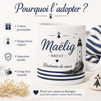 Mug Bretagne personnalisé avec prénom – Cadeau Breton ou Bretonne