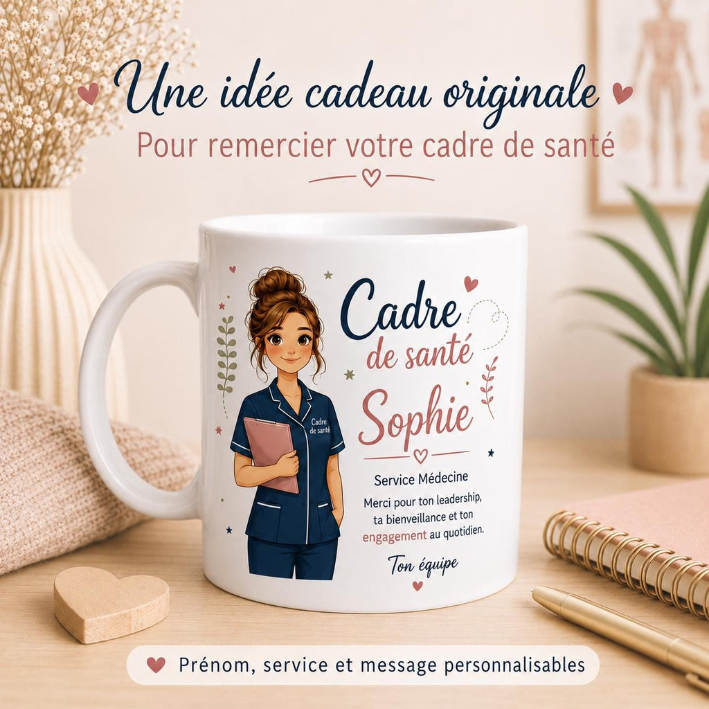 Mug cadre de santé personnalisé – Cadeau équipe avec prénom