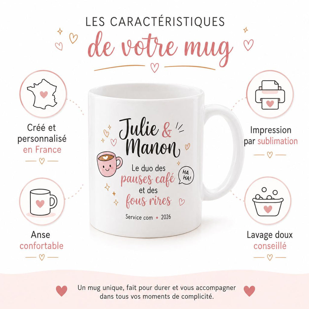 Mug collègue fous rires personnalisé – Cadeau drôle de bureau