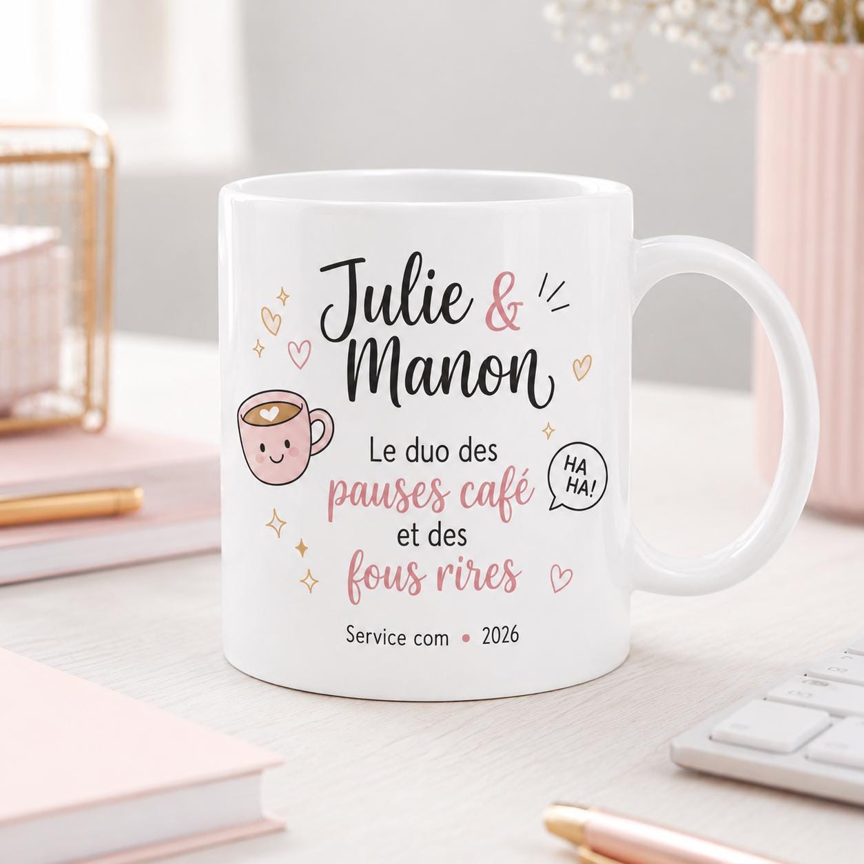 Mug collègue fous rires personnalisé – Cadeau drôle de bureau