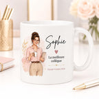 Mug collègue personnalisé avec prénom – Cadeau bureau femme