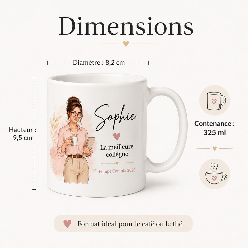 Mug collègue personnalisé avec prénom – Cadeau bureau femme