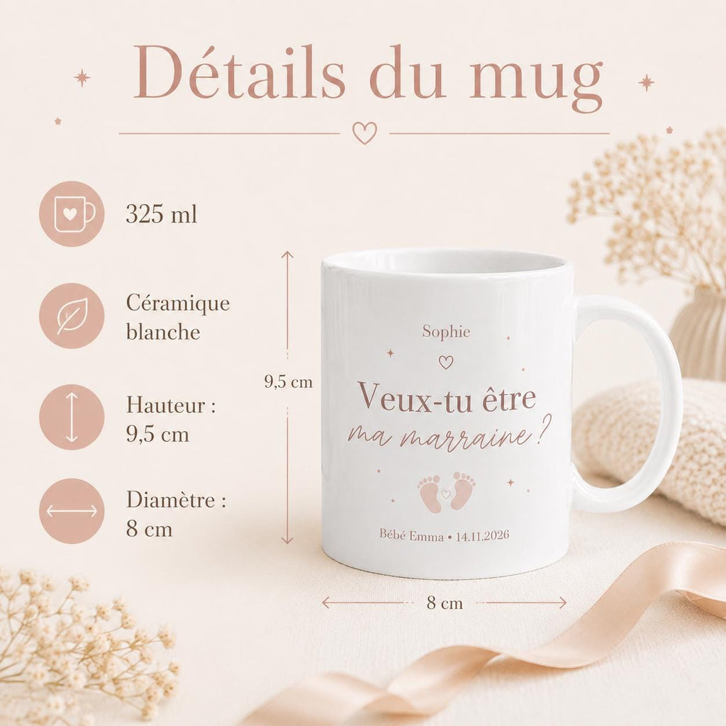 Mug demande marraine personnalisé – Veux-tu être ma marraine ?